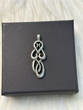 Celtic Style Silver Abstract Loop Pendant Necklace